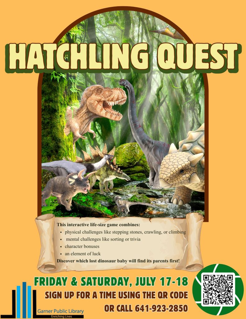 Life-sized game event Friday July 17 Saturday July 18 use QRCode or contact the library to register