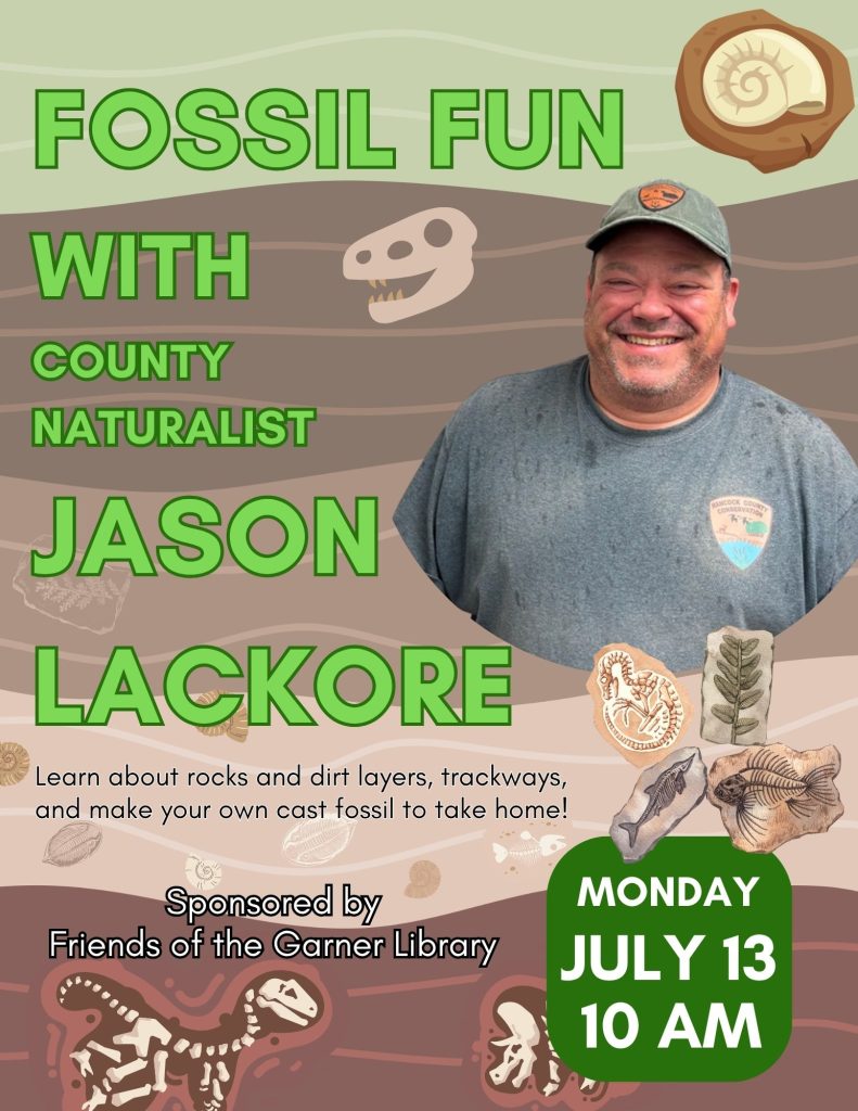 Fossil Fun event with County Naturalist Jason Lackore Monday July 13th 2026 @ 10 am