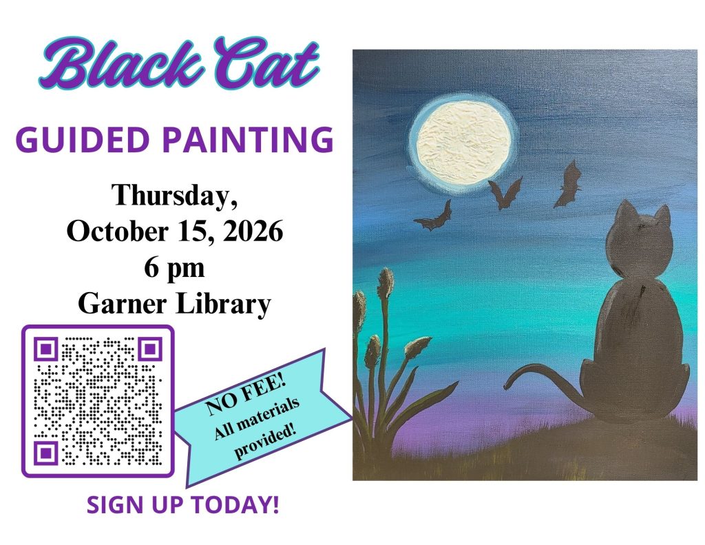 Subject: Black Cat and moon Thursday, October 15, 2026 6 pm Garner Library